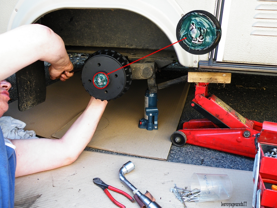 goupille neuve et réglage des freins (derrière le flasque)