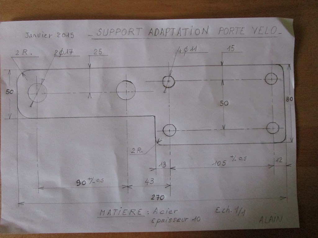 Plan de l'adaptateur du support