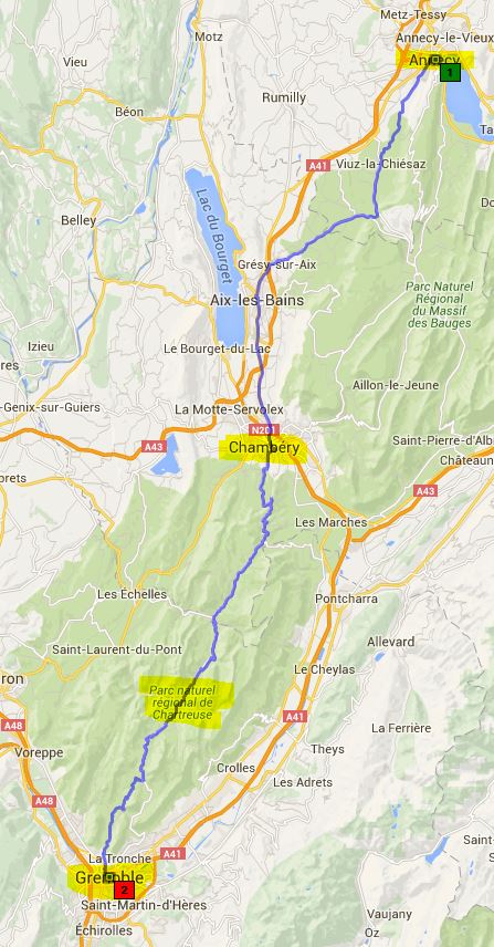 Itinéraire via capture d'écran