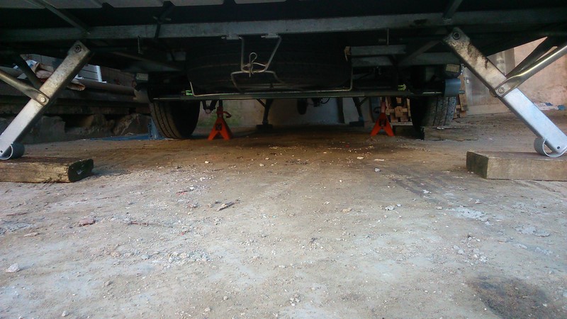 essieu sur cale = repos des pneus ainsi que des caoutchouc de suspension.