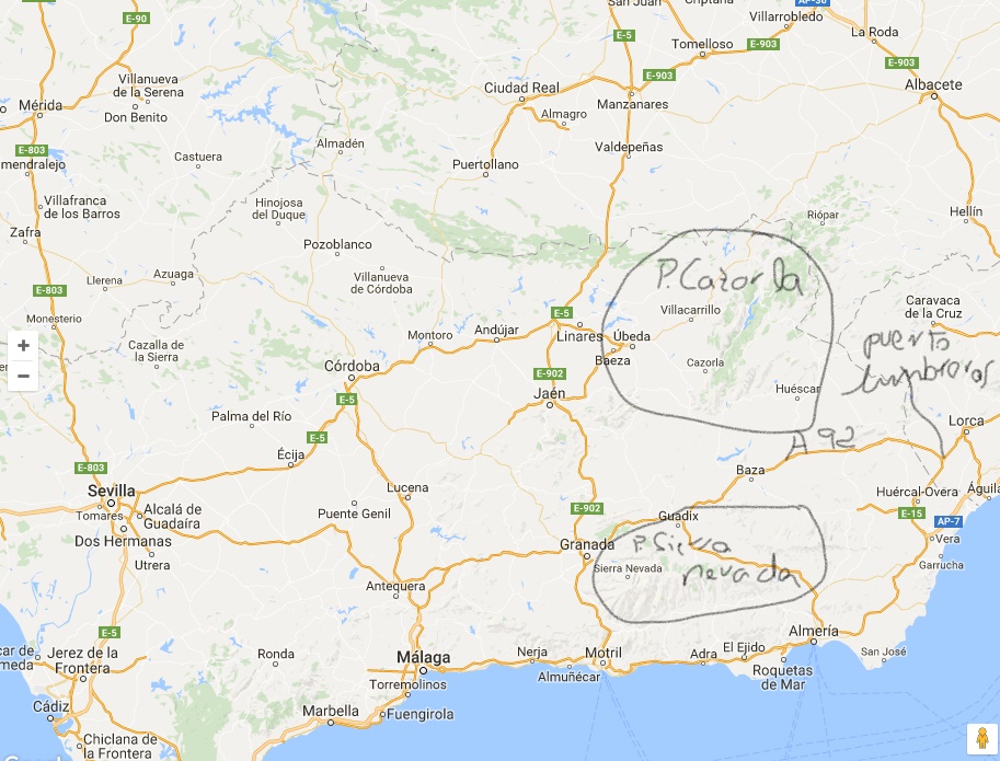 Mapa de carreteas Andaucía