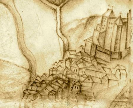 Plan du village avec son imposant chateau